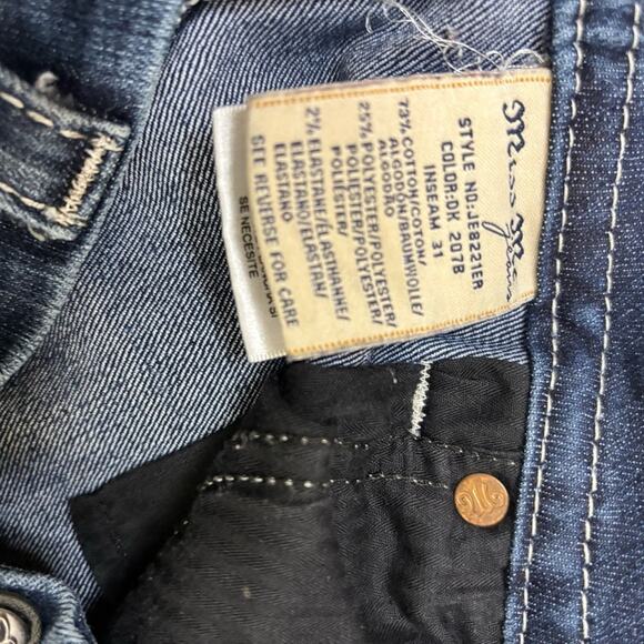 Miss Me Blue Bling Boot Cut Jeans with Embroidered Back Pockets Size 28 A0007 - Picture 7 of 12